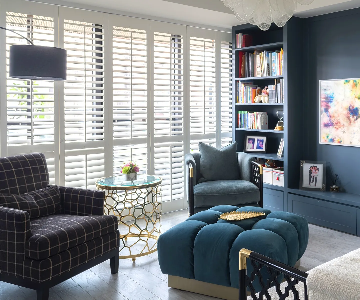 Near McLean, VA, a Tranquil reading nook with timeless Woodlore shutters