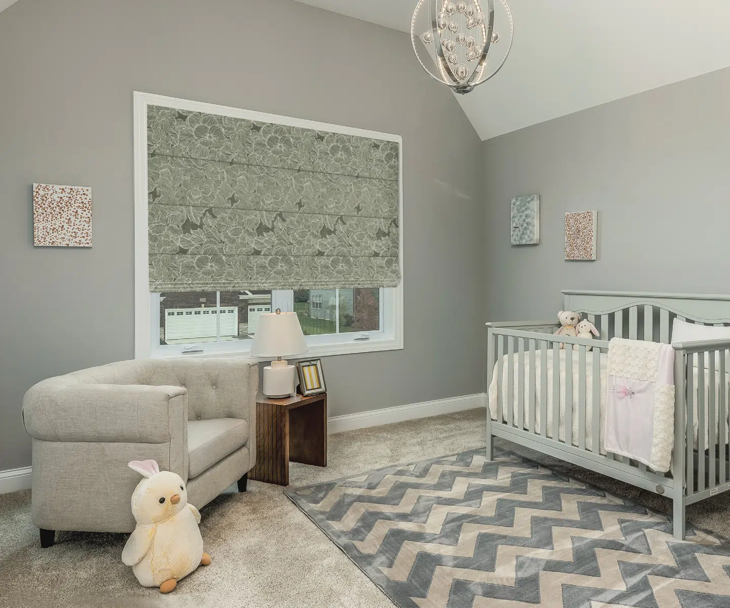 A elegant nursery in Aldie, Va with Aerolite Cordless Lifting System to ensure safety of children