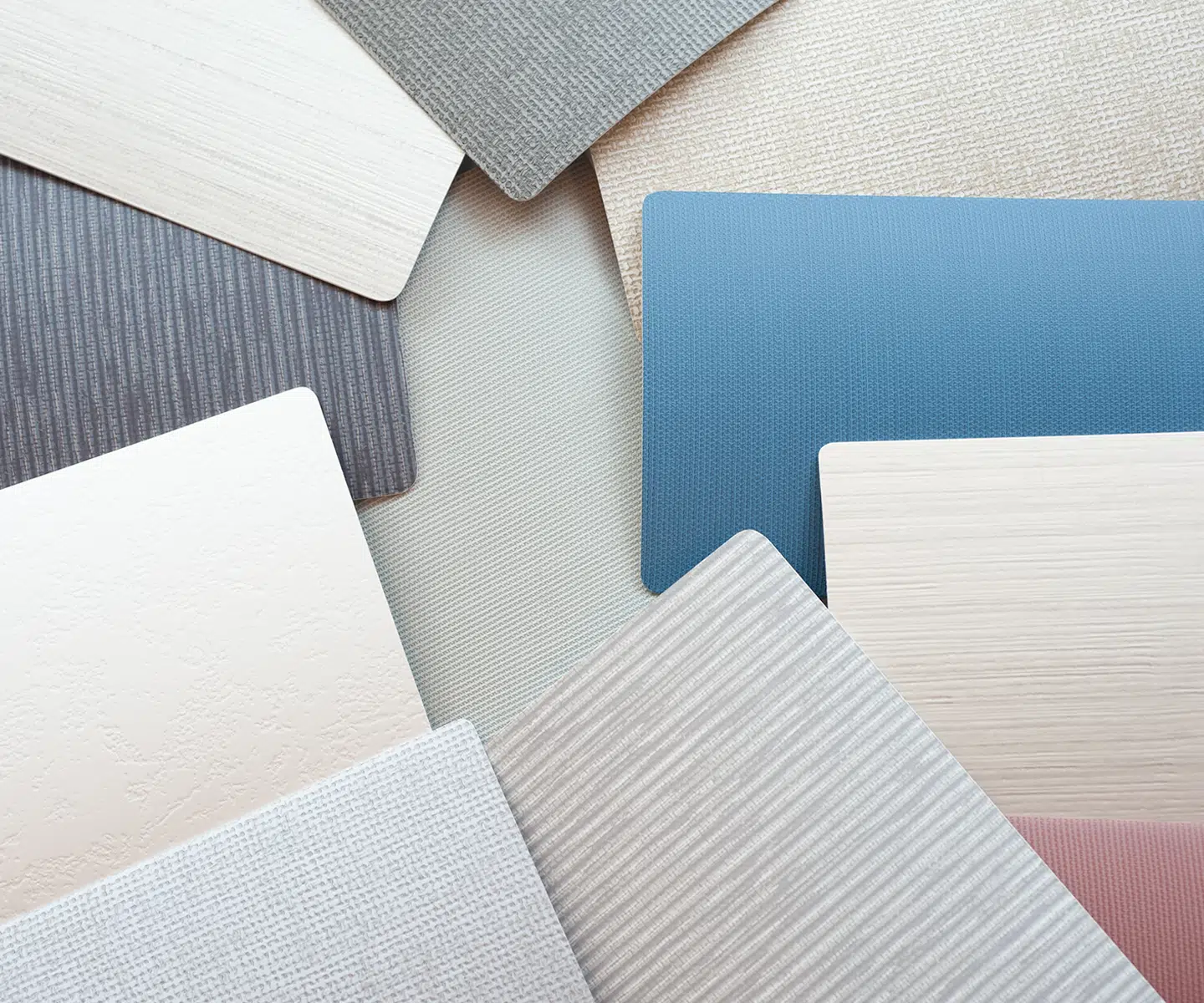 Swatches of the many enticing color options for vertical blinds