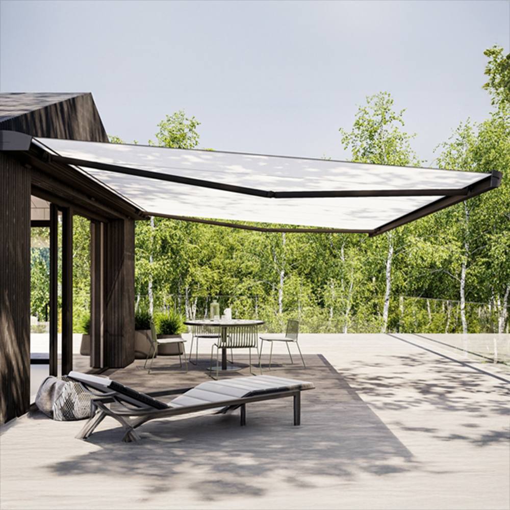 Window shades and retractable awnings installed in a property